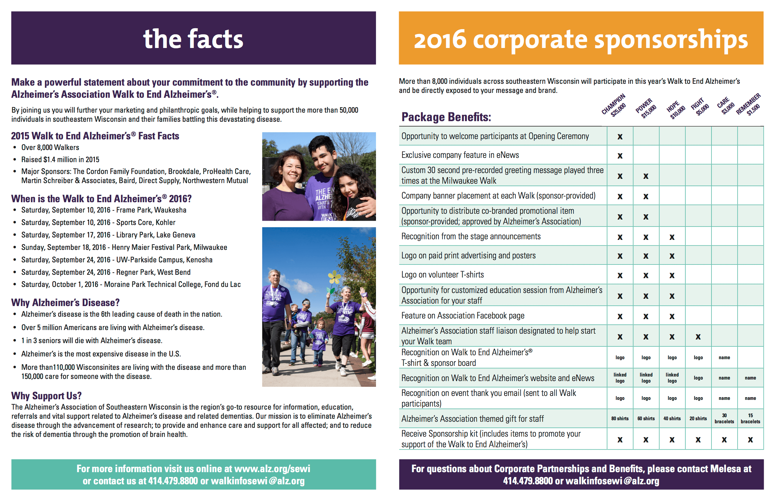 Alzheimer's Association Walk Sponsor Brochure Inside