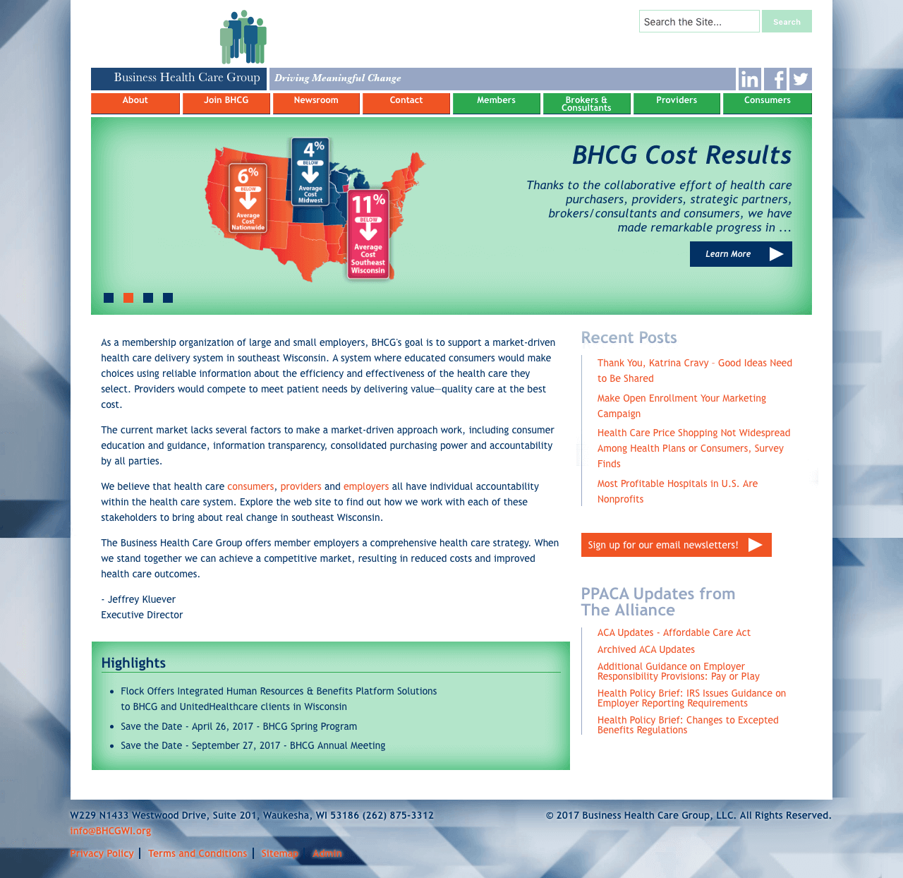 Business Health Care Group Website Homepage Desktop